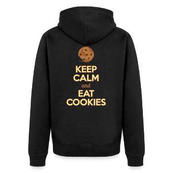 Keep calm and eat Cookies | funny Shirt Design - Unisex Premium Bio Zip Hoodie - Schwarz - Hinten - Nico (187cm)