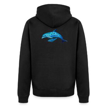 Famille de dauphins tourbillonnants - Veste à capuche bio Premium Unisexe - noir - Dos - Nico (187cm)
