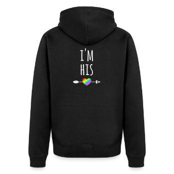 I'm his - LGBT Pärchen CSD - Unisex Premium Bio Zip Hoodie - Schwarz - Hinten - Nico (187cm)