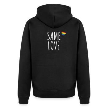Same Love - Regenbogen LGBT CSD - Unisex Premium Bio Zip Hoodie - Schwarz - Hinten - Nico (187cm)