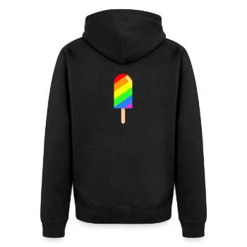 Ice cream Popsicle - Regenbogen LGBT CSD - Unisex Premium Bio Zip Hoodie - Schwarz - Hinten - Nico (187cm)