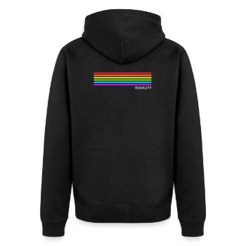 Equality - Regenbogen LGBT CSD - Unisex Premium Bio Zip Hoodie - Schwarz - Hinten - Nico (187cm)