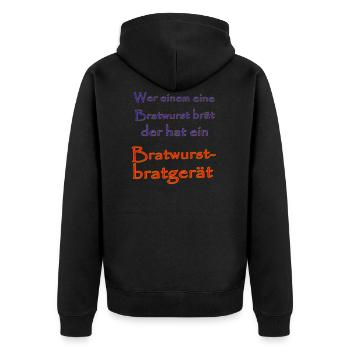 Bratwurst - Unisex Premium Bio Zip Hoodie - Schwarz - Hinten - Nico (187cm)