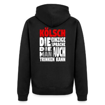 Kölsch - Die einzige Sprache die man ... - Unisex Premium Bio Zip Hoodie - Schwarz - Hinten - Nico (187cm)