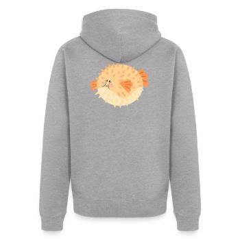 Poisson-globe - Veste à capuche bio Premium Unisexe - gris chiné - Dos - Nico (187cm)