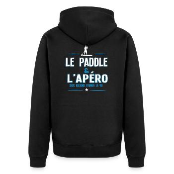 PADDLE et Apéro - Veste à capuche bio Premium Unisexe - noir - Dos - Nico (187cm)