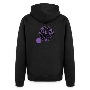 Abstrakte Kreise - Rave - Psychedelic - Festival - Unisex Premium Bio Zip Hoodie - Schwarz - Hinten - Nico (187cm)