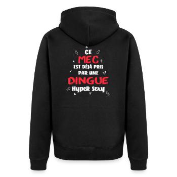 Ce mec est déjà pris par une dingue hyper sexy - Veste à capuche bio Premium Unisexe - noir - Dos - Nico (187cm)