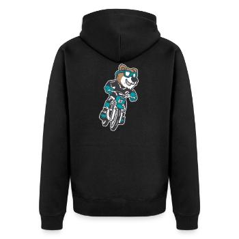 Bear Motocross Motorcycle - Unisex Premium Organic Zip Hoodie - black - Back - Nico (187cm)