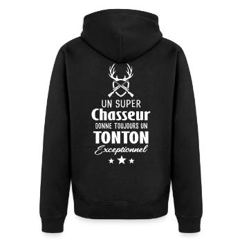 Tonton chasseur cadeau drôle chasse - Veste à capuche bio Premium Unisexe - noir - Dos - Nico (187cm)