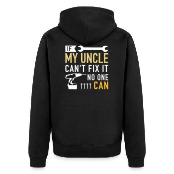 Onkel - Unisex Premium Bio Zip Hoodie - Schwarz - Hinten - Nico (187cm)
