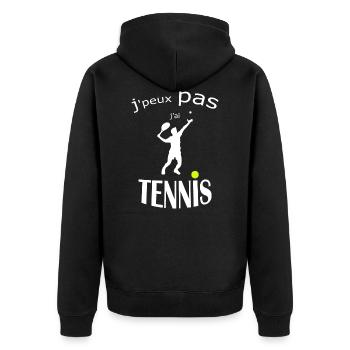 OBV - J’peux pas j’ai TENNIS #3 Edition limitée - Veste à capuche bio Premium Unisexe - noir - Dos - Nico (187cm)