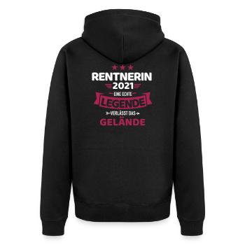 Rentnerin 2021 - Unisex Premium Bio Zip Hoodie - Schwarz - Hinten - Nico (187cm)