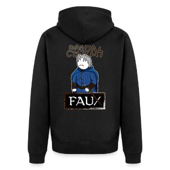 Perceval : Ouais C'est Pas Faux - Veste à capuche bio Premium Unisexe - noir - Dos - Nico (187cm)