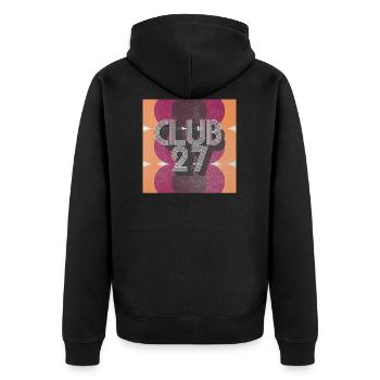 Club 27 - Retro Square - Unisex Premium Organic Zip Hoodie - black - Back - Nico (187cm)