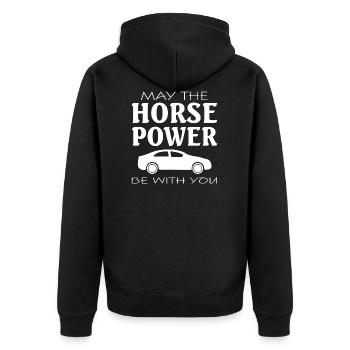 Car Auto - Unisex Premium Bio Zip Hoodie - Schwarz - Hinten - Nico (187cm)
