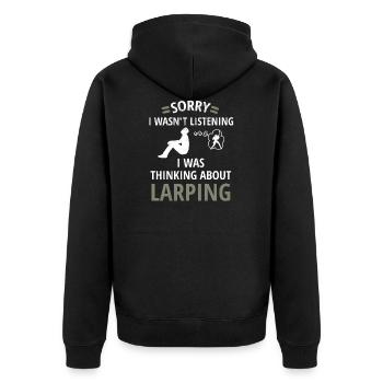 Live-Rollenspiel Larping | Live-Action-Rollenspiel - Unisex Premium Bio Zip Hoodie - Schwarz - Hinten - Nico (187cm)