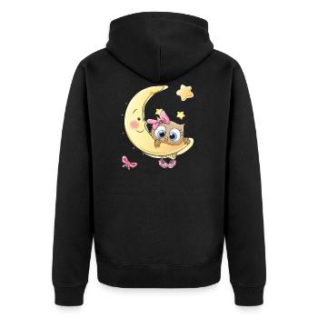 Bébé Hibou Lune Étoiles - Veste à capuche bio Premium Unisexe - noir - Dos - Nico (187cm)