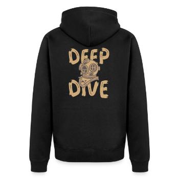 Deep Dive Taucherhelm - Unisex Premium Bio Zip Hoodie - Schwarz - Hinten - Nico (187cm)