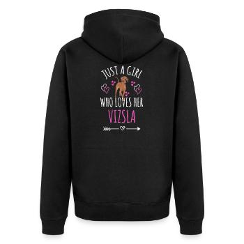 Nur Ein Mädchen Das Ihren Vizsla Liebt Viszla Hund - Unisex Premium Bio Zip Hoodie - Schwarz - Hinten - Nico (187cm)