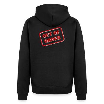 OUT OF ORDER - aesthatic - line art - Unisex Premium Organic Zip Hoodie - black - Back - Nico (187cm)