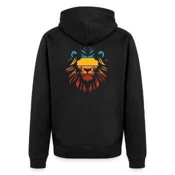 Lion Face Cool Zoo Animals Zoo Keeper Animal Lover - Unisex Premium Organic Zip Hoodie - black - Back - Nico (187cm)
