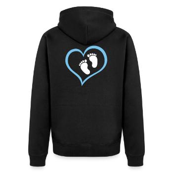 Baby Boy Footprint with Heart - Unisex Premium Organic Zip Hoodie - black - Back - Nico (187cm)