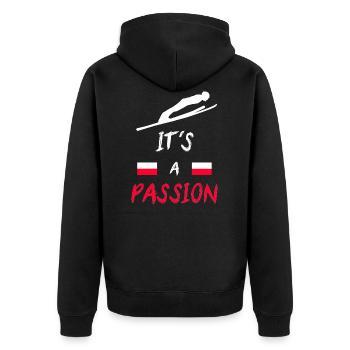 Skispringen geburtstag Geschenk Spruch Skifliegen - Unisex Premium Bio Zip Hoodie - Schwarz - Hinten - Nico (187cm)