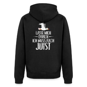 Let me through I have to go to Juist Möwe - Unisex Premium Organic Zip Hoodie - black - Back - Nico (187cm)