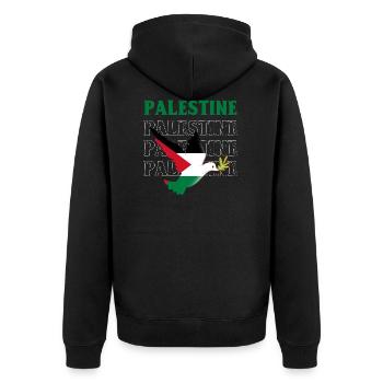 Palästina - Unisex Premium Bio Zip Hoodie - Schwarz - Hinten - Nico (187cm)