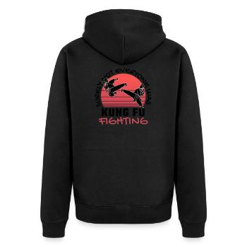 Surely Not Everyone Was Kung Fu Fighting Gift - Unisex Premium Organic Zip Hoodie - black - Back - Nico (187cm)