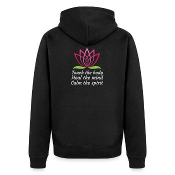 Masseuse Idée cadeau Massage thérapeute massage - Veste à capuche bio Premium Unisexe - noir - Dos - Nico (187cm)