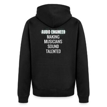 Toningenieur Tontechniker Sound Engineer Geschenk - Unisex Premium Bio Zip Hoodie - Schwarz - Hinten - Nico (187cm)