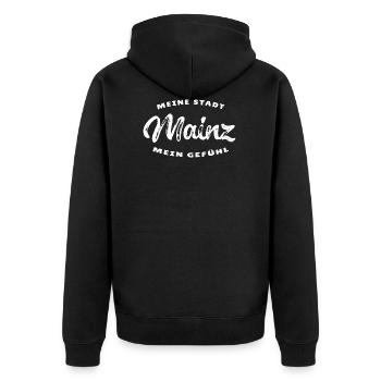 Mainz - Unisex Premium Bio Zip Hoodie - Schwarz - Hinten - Nico (187cm)