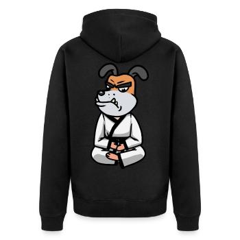 Karate Fighting Dog Judo Dog Fighter Martial Arts - Unisex Premium Organic Zip Hoodie - black - Back - Nico (187cm)