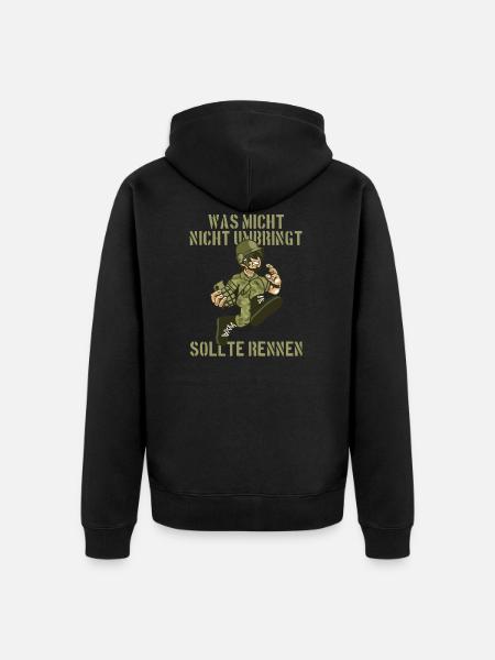 Soldat Spruch - Unisex Premium Bio Zip Hoodie - Schwarz