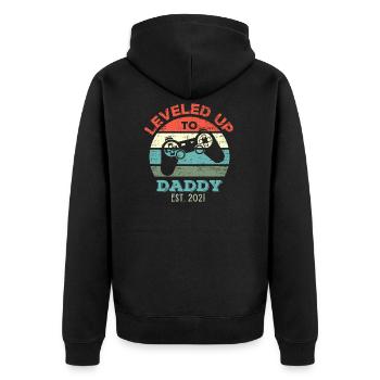 Leveled Up To Daddy Amusant Papa Gamer - Veste à capuche bio Premium Unisexe - noir - Dos - Nico (187cm)