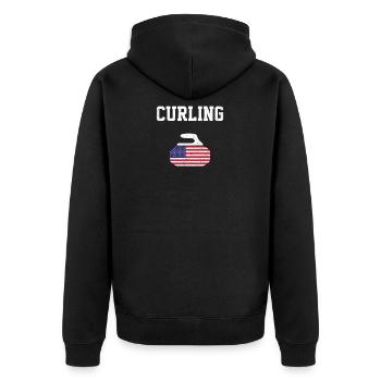Curling American flag, curling - Unisex Premium Organic Zip Hoodie - black - Back - Nico (187cm)
