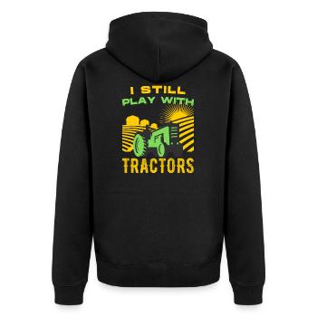 Ich Spiele Immer Noch Mit Traktoren Traktor Bauer - Unisex Premium Bio Zip Hoodie - Schwarz - Hinten - Nico (187cm)