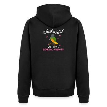 Just a girl who loves senegal parrots, senegal par - Unisex Premium Organic Zip Hoodie - black - Back - Nico (187cm)