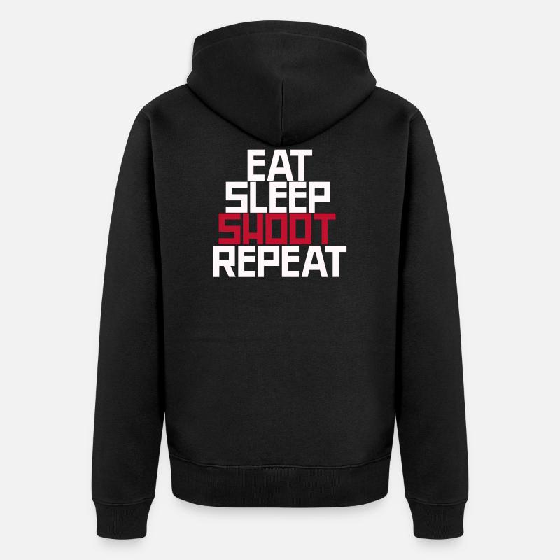Eat Sleep Shoot Répéter - Veste à capuche bio Premium Unisexe - noir