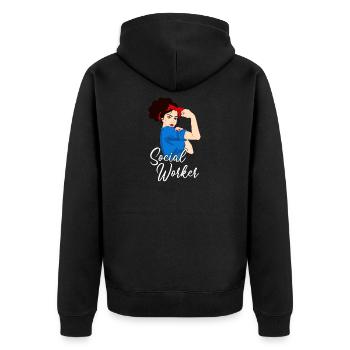 Fille de travailleur social, travailleur social - Veste à capuche bio Premium Unisexe - noir - Dos - Nico (187cm)