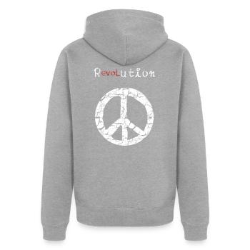 Peace Symbol Paix Liberté Révolution Love - Veste à capuche bio Premium Unisexe - gris chiné - Dos - Nico (187cm)