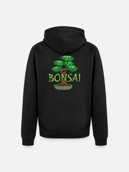 Bonsai im Topf - Unisex Premium Bio Zip Hoodie - Schwarz
