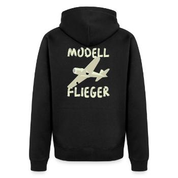 Modellflieger - Unisex Premium Bio Zip Hoodie - Schwarz - Hinten - Nico (187cm)
