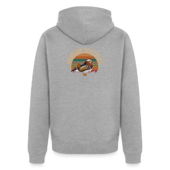 mandarin duck whisperer mandarin duck - Unisex Premium Organic Zip Hoodie - heather grey - Back - Nico (187cm)