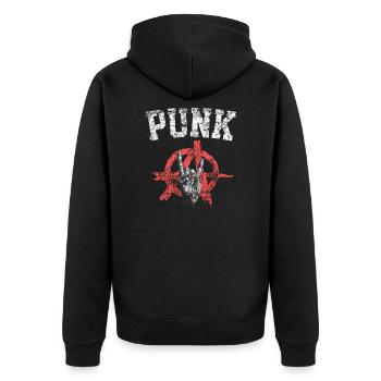 Cooles Punk Rock Punker Musik Anarcho Geschenk - Unisex Premium Bio Zip Hoodie - Schwarz - Hinten - Nico (187cm)