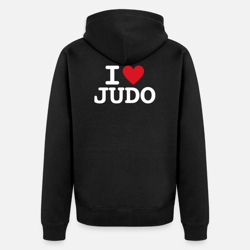 I LOVE JUDO (Blanc) - Veste à capuche bio Premium Unisexe - noir
