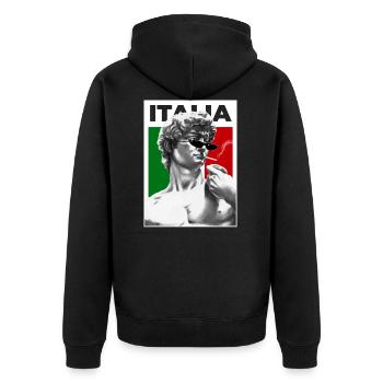 Italien Michelangelo David coole retro Meme Kunst - Unisex Premium Bio Zip Hoodie - Schwarz - Hinten - Nico (187cm)