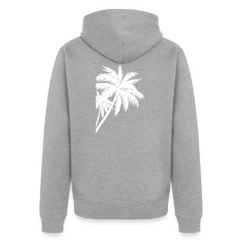 Palme Palm - Veste à capuche bio Premium Unisexe - gris chiné - Dos - Nico (187cm)